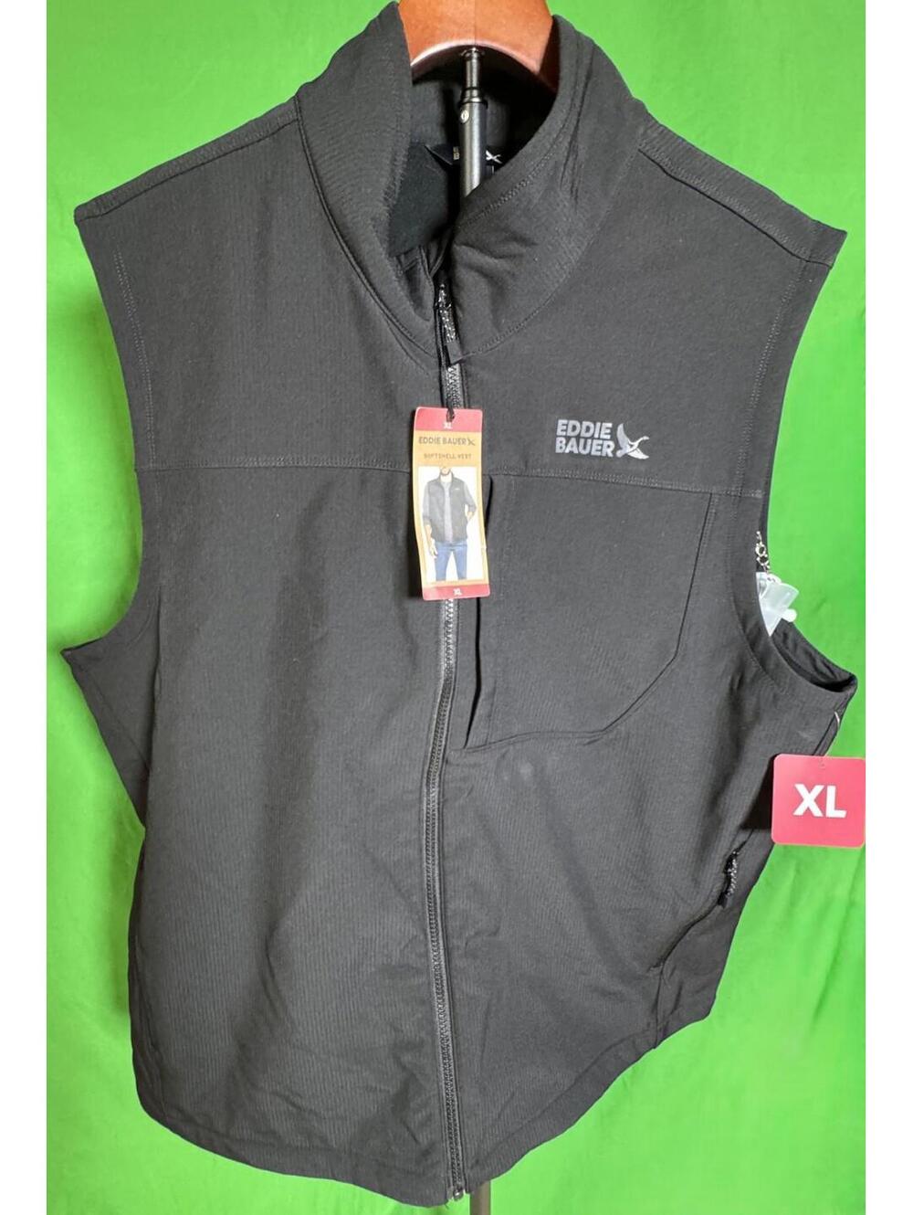 Eddie Bauer Black Softshell Vest Full Zip Mens XL NEW NWT